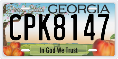 GA license plate CPK8147