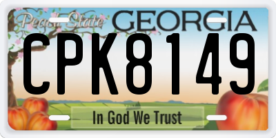 GA license plate CPK8149