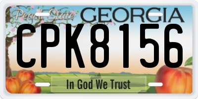 GA license plate CPK8156