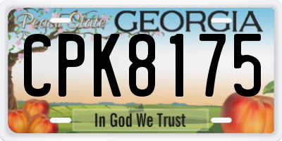 GA license plate CPK8175