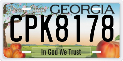 GA license plate CPK8178