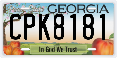 GA license plate CPK8181