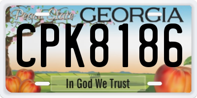 GA license plate CPK8186