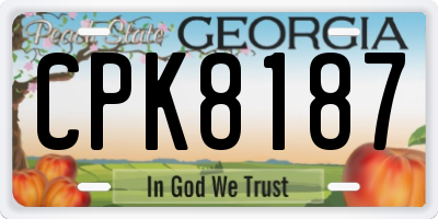 GA license plate CPK8187