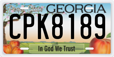 GA license plate CPK8189