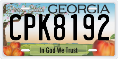 GA license plate CPK8192