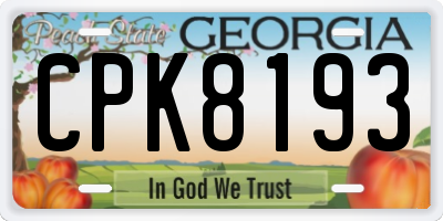 GA license plate CPK8193