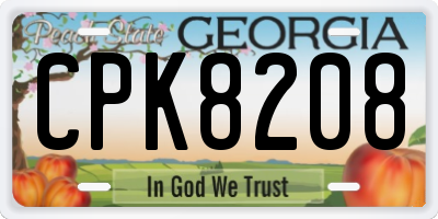 GA license plate CPK8208