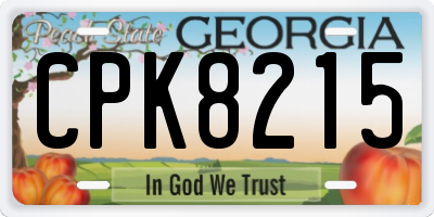 GA license plate CPK8215
