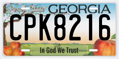 GA license plate CPK8216