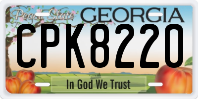 GA license plate CPK8220