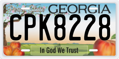 GA license plate CPK8228