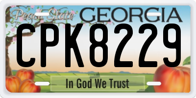 GA license plate CPK8229