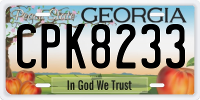 GA license plate CPK8233