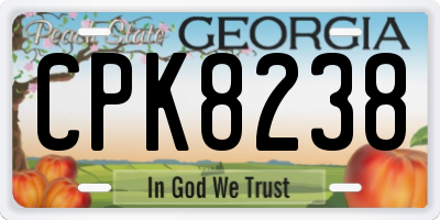 GA license plate CPK8238