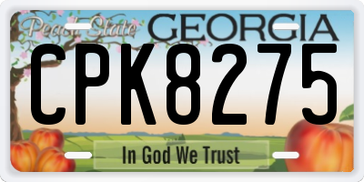 GA license plate CPK8275