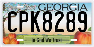 GA license plate CPK8289