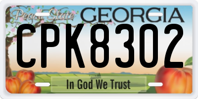 GA license plate CPK8302