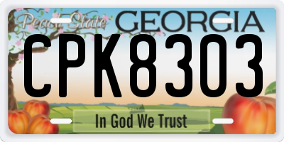 GA license plate CPK8303