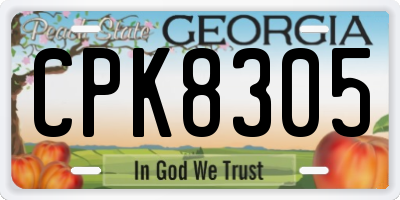 GA license plate CPK8305