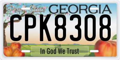 GA license plate CPK8308