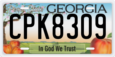 GA license plate CPK8309
