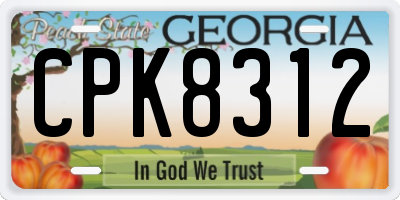 GA license plate CPK8312