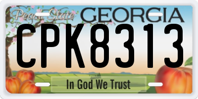 GA license plate CPK8313