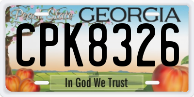GA license plate CPK8326