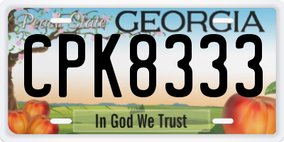 GA license plate CPK8333