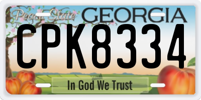 GA license plate CPK8334
