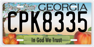 GA license plate CPK8335