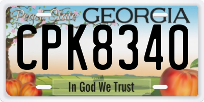 GA license plate CPK8340
