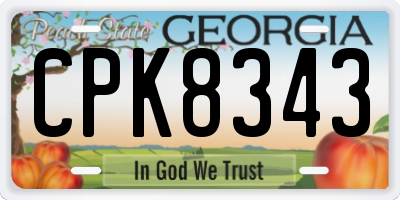 GA license plate CPK8343