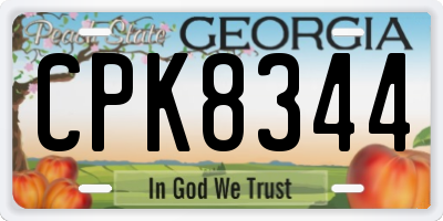 GA license plate CPK8344
