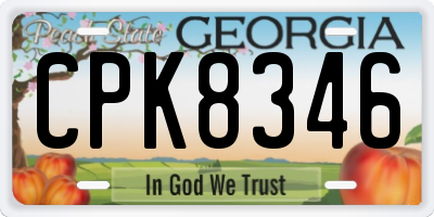 GA license plate CPK8346