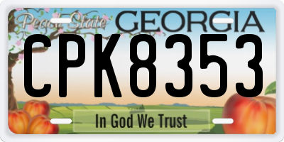 GA license plate CPK8353
