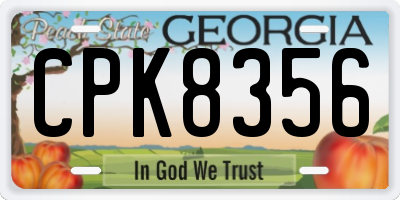 GA license plate CPK8356