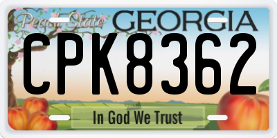 GA license plate CPK8362
