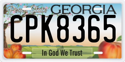 GA license plate CPK8365