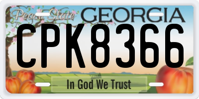GA license plate CPK8366