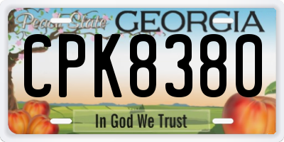 GA license plate CPK8380