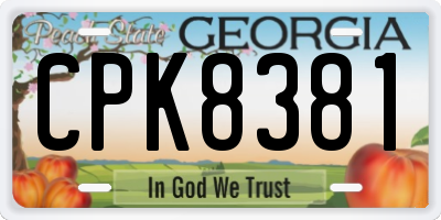 GA license plate CPK8381