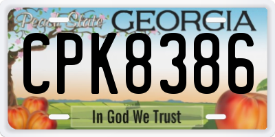 GA license plate CPK8386