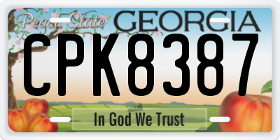 GA license plate CPK8387