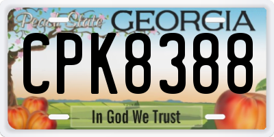 GA license plate CPK8388