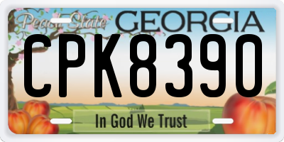 GA license plate CPK8390