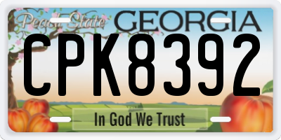 GA license plate CPK8392