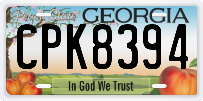 GA license plate CPK8394