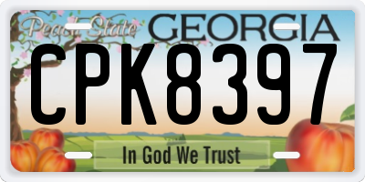 GA license plate CPK8397